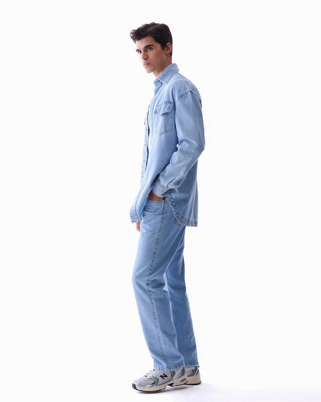 Camisão Jeans Claro Estonado